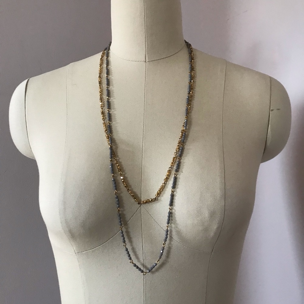 Seasonal Whispers Gray/Gold Beaded Necklace
